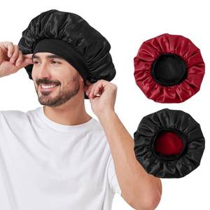 lot 8046 image: 1pcs Satin Silk Bonnet for Men Women, Double Layer Reversible Silk Hair Bonnet for Sleeping Women Men, Mens Bonnet for Curly Hair (2)