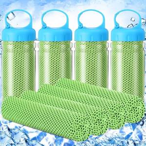lot 8058 image: Hosuly 4 Pack Cooling Towel 40 x 12 Cooling Towels for Neck and Face Iced Cooling Neck Wrap Breathable Chilly Portable Cooling Towel for Hot Weather (Bright Green)