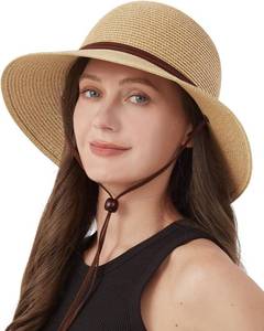 lot 8066 image: Zylioo 2XLXLLMS Womens Straw Hat,Wide Brim Sun Protection Beach Hats,UPF 50 Floppy Summer Hat for Small Heads (petite 22.4)