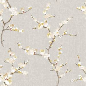 lot 8091 image: Guvana Peel and Stick Wallpaper Floral Contact Paper Modern Removable Waterproof Wall Paper for Bathroom Bedroom Laundry Room Decor Vintage Grey Yellow Flower Farmhouse Wallpaper Vinyl Roll 17.3 197