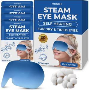 lot 8099 image: Steam Eye Mask for Dry Eyes  Self Heating Warm Compress for Eyes  Disposable Heated Eye Mask for Sleep, Spa, Travel Essentials & Relaxation Gifts for Women & Men (Unscented, 20 Pack)