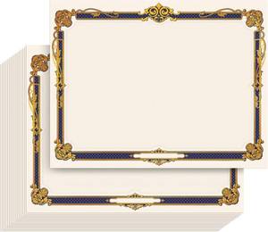 lot 8104 image: Award Certificate Paper, 50 Count Gold Foil Blank Certificate Paper Sheets, Laser and Inkjet Printer Friendly,8.5 x 11 inches