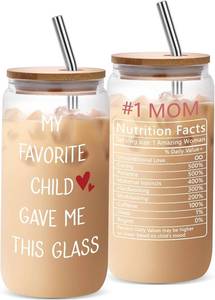 lot 8120 image: Funny Mom Gifts Unique Glass Cup from Daughter or Son - Perfect for Christmas, Birthday, Mothers Day or Step Mom
