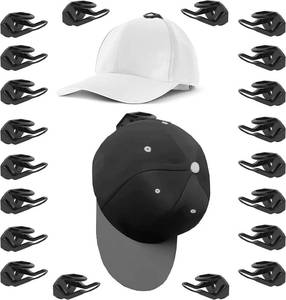 lot 8140 image: 20 Pack Adhesive Hat Hooks for Wall, Hat Rack for Baseball Caps, No Drilling, Minimalist Hat Organizer Display for Home Decor (White)