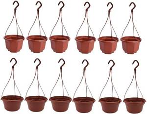 lot 8167 image: DOITOOL 12 Sets Plastic Hanging Plant Pot Garden Flower Pot Wall Hanging Flowerpot Nursery Basket Orchid for Outdoor Indoor Garden Decor (17 X 17 X 10 cm, Red)