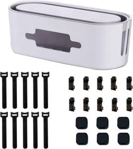 lot 8170 image: Cable Management Box with 26PCS Cable Management Kit Cord Organizer to Hide Cords and Power Strips Under Desk Cable Management Safe ABS Material for Home & Office - White