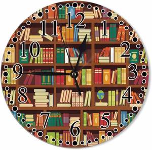 lot 8186 image: Clock Book Shelf Wall Clock 10 Inch Battery Operated Clock Silent Non-Ticking Modern Clocks Decorative for Home Kitchen Living Room Bathroom Office
