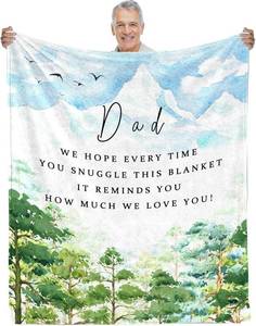 lot 8187 image: Dad Gifts Fathers Birthday Gift, Dad Blanket from Daughter Son, Birthday Gift for Dads, Valentines Day Gifts, Soft Flannel Throw Blankets for Sofa Couch Bed 60 x 50