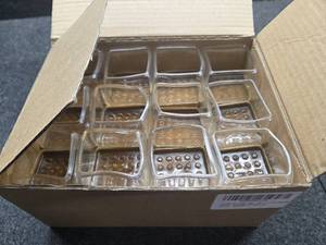 lot 8221 image: Lecafur HL Chair Legs for 1.1-1.4 Square Legs (set of 24) clear