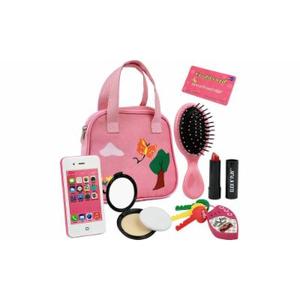 lot 8245 image: Click N Play 8Piece Girls Pretend Play Purse Including a Smartphone Car Keys