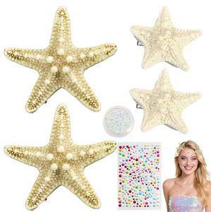 lot 8250 image: Mermaid Costume Accessories Women - 4PCS Starfish Hair Clip, Mermaid Face Glitter and Pearl Stickers, Halloween Hair Clips for Princess Outfit Cosplay (3)
