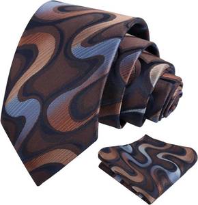 lot 8261 image: Alizeal Mens Colorful Pattern Tie with Pocket Square 3.15inches Novelty Necktie Set