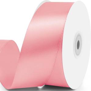 lot 8277 image: 1-12 x 50 Yards Satin Ribbon - Pink Silk Ribbon with Spool - Ideal for Gift Wrapping, Floral Bouquets, Crafts, Wedding Party Decorations, Christmas and Sewing Projects