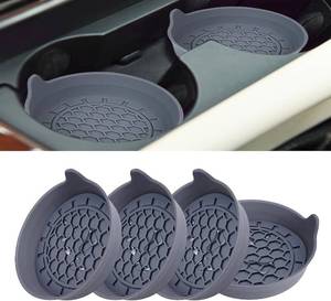 lot 8293 image: 4-Pack Automotive Cup Holders Universal Car Cup Coaster Silicone Insulation Drink Mat Waterproof Non-Slip Sift-Proof Spill Holder Car Interior Accessories 4-Pack Gray