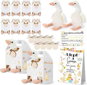 lot 8299 image: HyDren 33 Pcs Adopt Party Favors Include Adoption Sign Certificate Plush Stuffed Birthday Hats White Paper Boxes for Adopt an Party Supplies Animal Baby Shower Birthday Decoration(8 Goose)