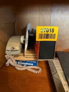lot 27018 image: Lot of Vintage Microphones and Accessories, Also Included a Vintage Unisonic Model 6462 Wall Phone