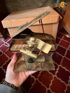 lot 27031 image: Small Metal Gold Piano Music Box.