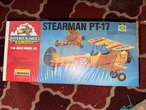 lot 27120 image: Vintage Factory Sealed Lindberg Stearman PT-17 Model Kit Collectors Item