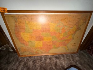 lot 27127 image: Framed Wood United States Map