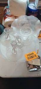 lot 26846 image: Vintage Imperial Glass Crocheted Crystal Centerpiece Set