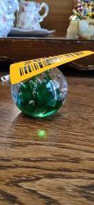 lot 26855 image: Vintage Glass Paperweight Green Controlled Bubble