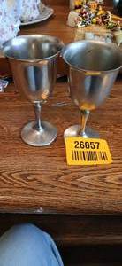 lot 26857 image: Set of Two Metal Handmade Pewter Goblets