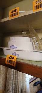 lot 26892 image: Vintage Nostalgia Corningware Blue Sunflower Casserole Dishes
