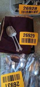 lot 26929 image: Vintage Towle Sterling Small Spoon and Fork with Goddards Long Shine Silver Care Cloth