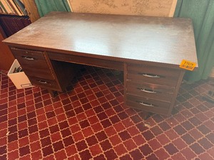 lot 27079 image: Very Sturdy Wooden Desk with Drawers for Storage