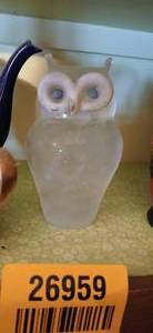 lot 26959 image: Decorative Glass Owl Art Piece Signed on Bottom by Iridio