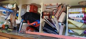 lot 26994 image: Cabinet full of Various Household Products and Books