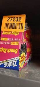 lot 27232 image: Ziplock Snack Bags