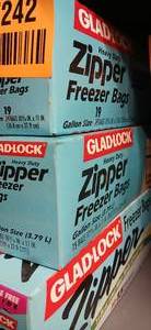 lot 27242 image: Gladlock Zipper Freezer Bags, Gallon Size