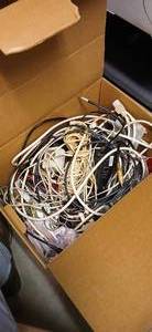 lot 27253 image: Box Full of Mixed Wires and Power Cords