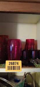 lot 26874 image: Set of Red Stained Glass Cups and Glasses