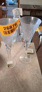 lot 26876 image: Set of Two Antique Waterford Crystal Health Tasting Flutes