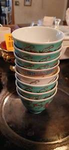 lot 26887 image: Vintage Chinese Porcelain Mun Shou Longevity Pattern Tea Cups