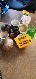 lot 26894 image: Set of Misc. Glass Trinket Holders and Small Vases