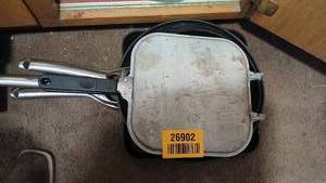 lot 26902 image: Set of Three Calphalon Pans, and Non-stick Hinged Aluminum Pancake and Griddle Pan