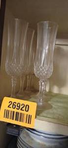 lot 26920 image: Set of Cristal DArques Longchamo Crystal Champagne Flute Glasses