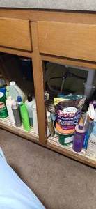 lot 26941 image: Cabinet full of Cleaning Supplies, Shampoos, and other Soaps