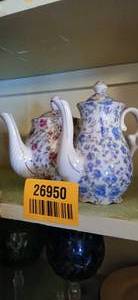 lot 26950 image: Set of Two Japanese Hand-painted Floral Teapots