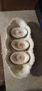 lot 26951 image: Antique German Porcelain Relish Dish with Matching Small Trinket Dishes