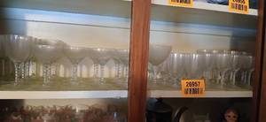 lot 26957 image: Full Set of Glass Goblets with Twisted Stems, Vintage Luminarc Noel Glass