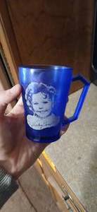 lot 26962 image: Vintage Shirley Temple Cobalt Blue Glass Mug, Produced by Hazel-Atlas Glass Co.
