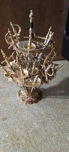 lot 26968 image: Vintage Set of Toledo Sword Cocktail Picks with a two-tiered stand