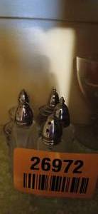 lot 26972 image: Glass Salt & Pepper Shakers with Metal Spouts