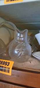 lot 26993 image: Hand-crafted Crystal Pitchers and Basket
