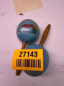 lot 27143 image: Hand-made and Painted Wood Maracas