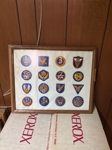 lot 27323 image: Framed Collection of Vintage U.S. Military Patches